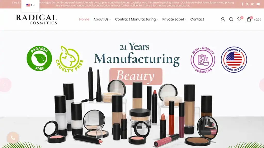 Radical Cosmetics-برترین تولیدکنندگان قرارداد مراقبت از پوست در جهان
