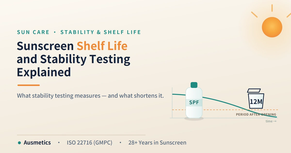 sunscreen shelf life, sunscreen stability testing, does sunscreen expire, how long does sunscreen last, sunscreen photostability